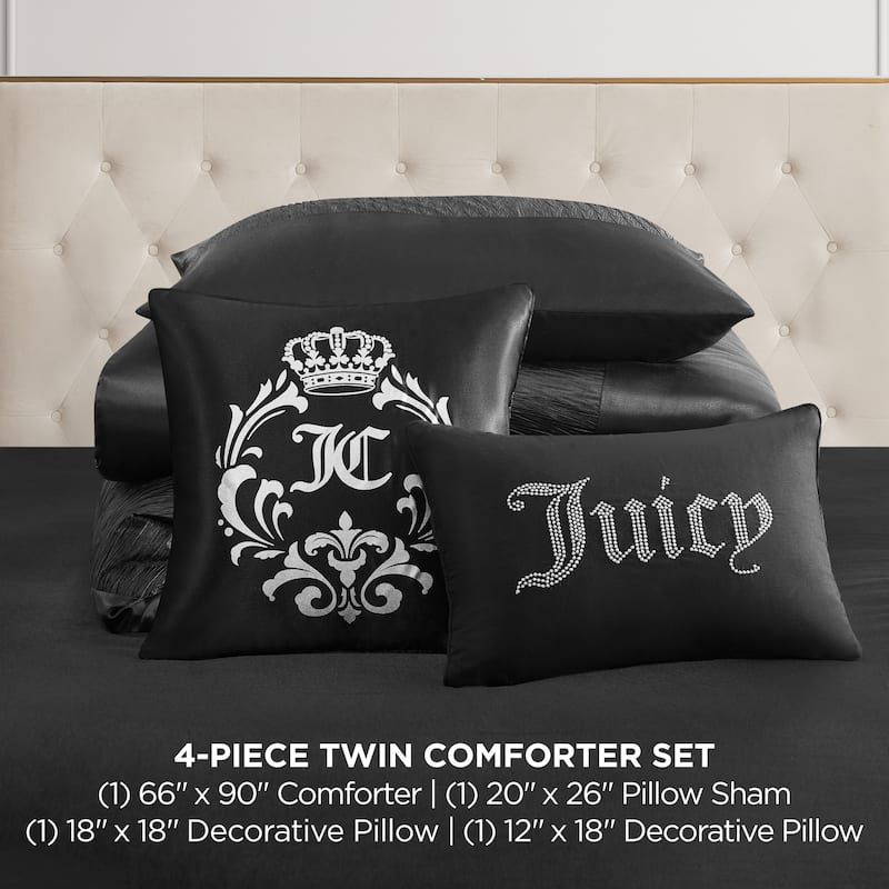 Juicy Couture Glam Night Black Stripe Comforter Bedding Set