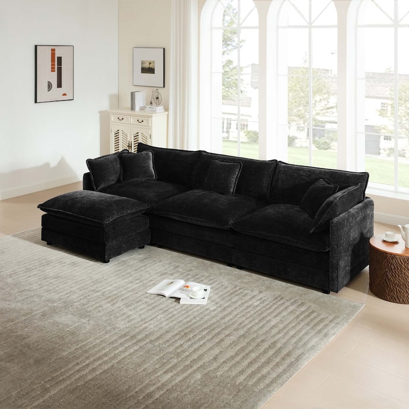 Cloud Chenille Upholstered Modular Sectional Sofa with DIY Combination Design