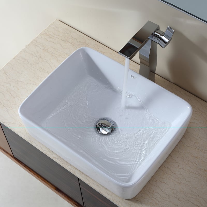 Kraus Elavo 19 inch Rectangle Porcelain Ceramic Vessel Bathroom Sink