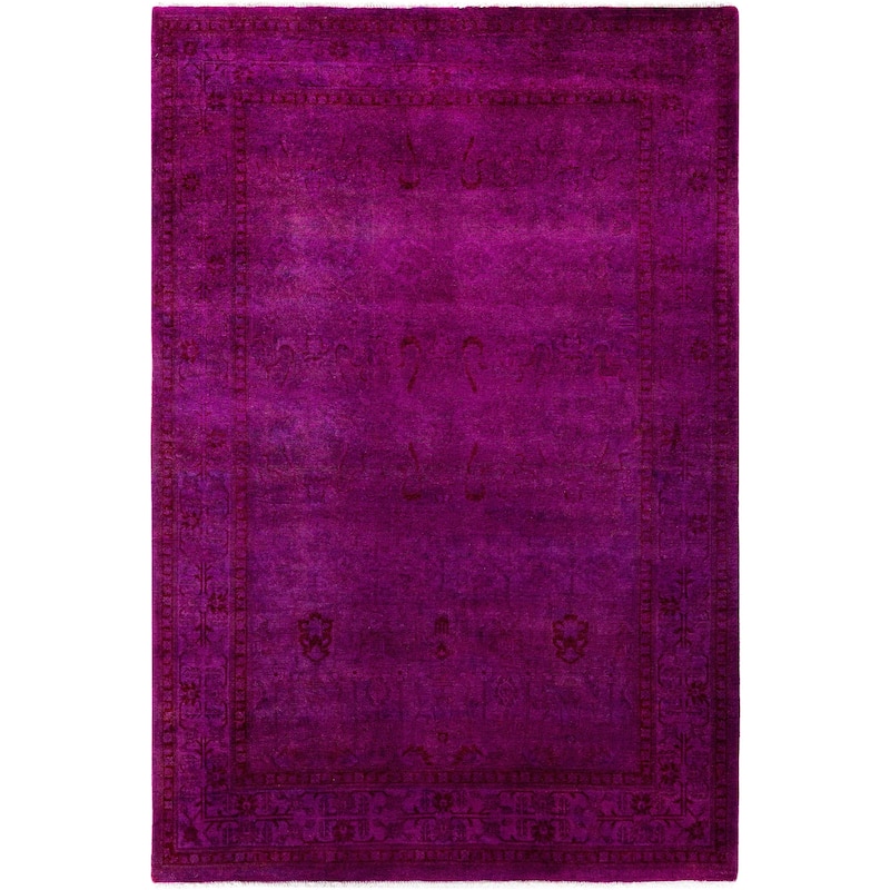 Overdyed One-of-a-Kind Hand-Knotted Area Rug - Purple - 4' 2" x 6' 3"