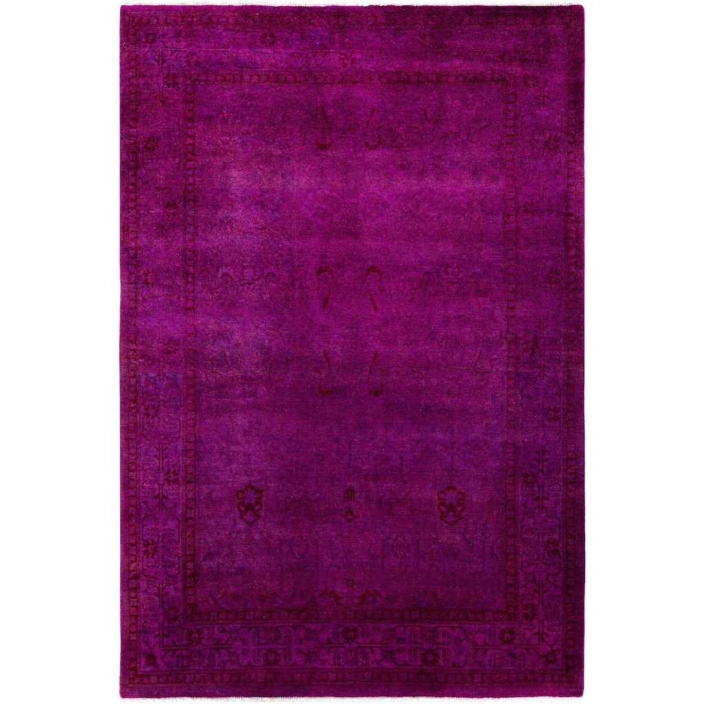 Overdyed One-of-a-Kind Hand-Knotted Area Rug - Purple - 4' 2" x 6' 3"