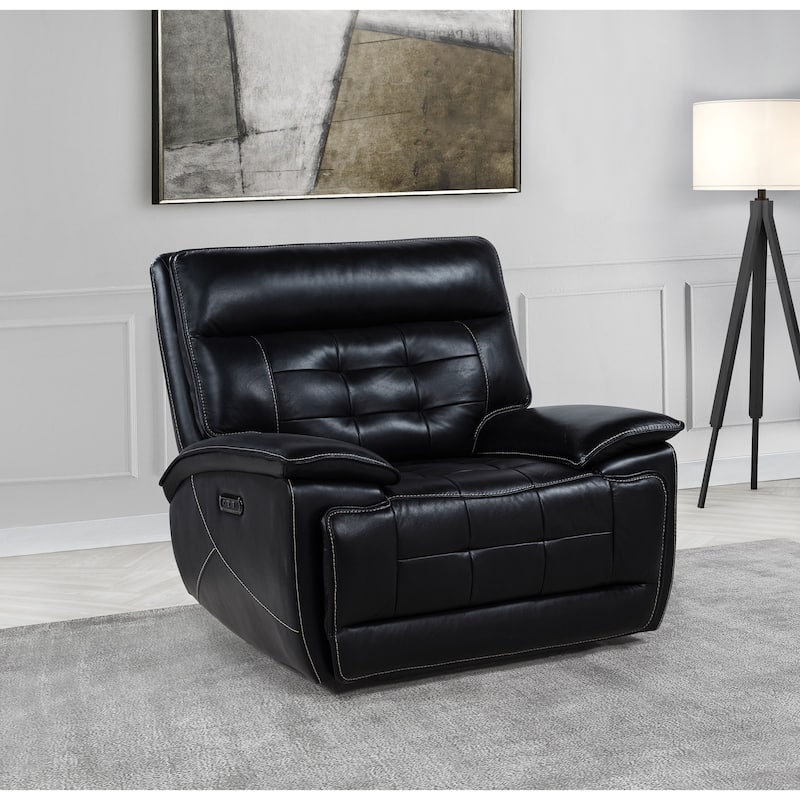 Hewitt Leather Upholstered Dual Power Recliner Chair Black