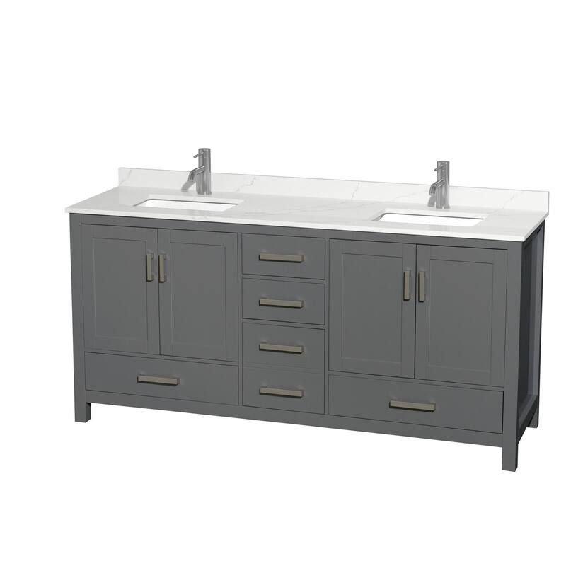 Wyndham Collection WCS141472D-QTZ-UNSMXX Sheffield 72" Free Standing - Dark Gray / Giotto Quartz Top / Brushed Chrome