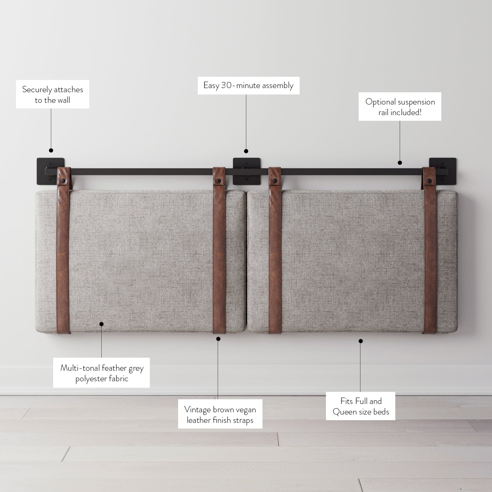 Nathan james harlow wall online mount headboard upholstered headboard