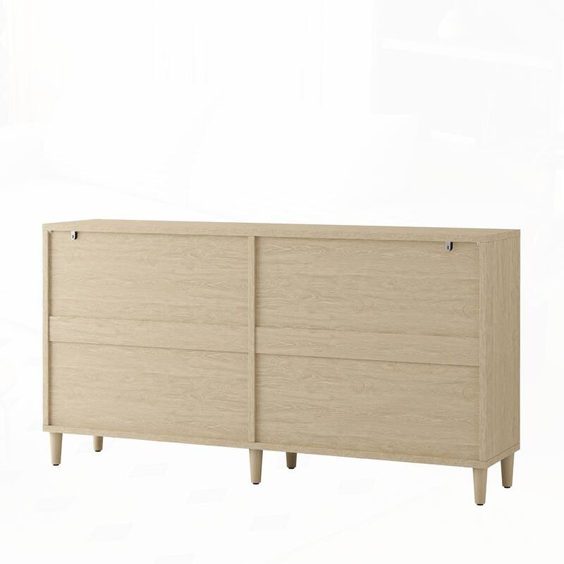 4-Door Rattan Sideboard Buffet Cabinet with Adjustable Shelves