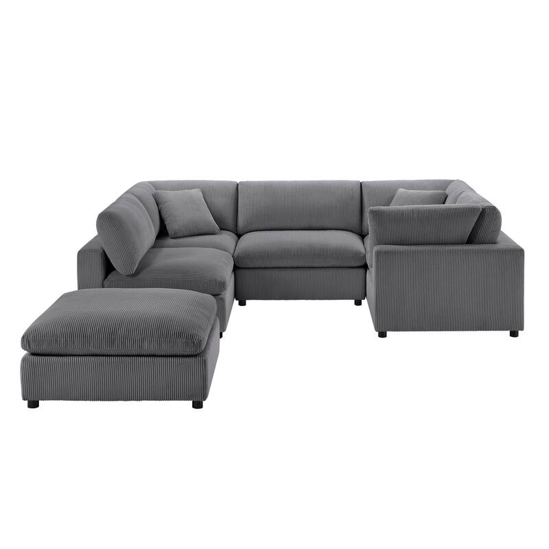 Cambrai Modular 6-Piece Sectional by Greyson Living - Charcoal Corduroy