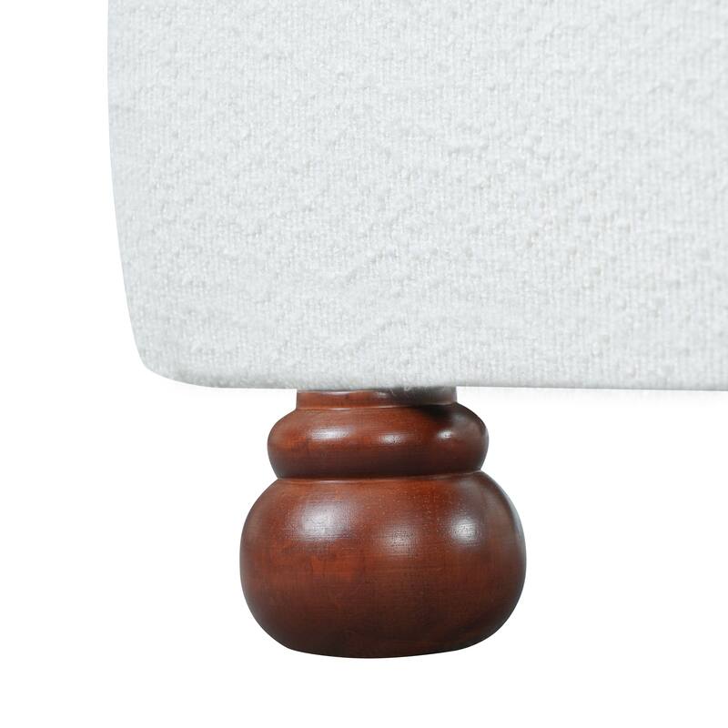 Christopher Knight Home - Havenport Modern Boucle Upholstered Bed Frame with Rubberwood Legs and Oval Shaped Headboard