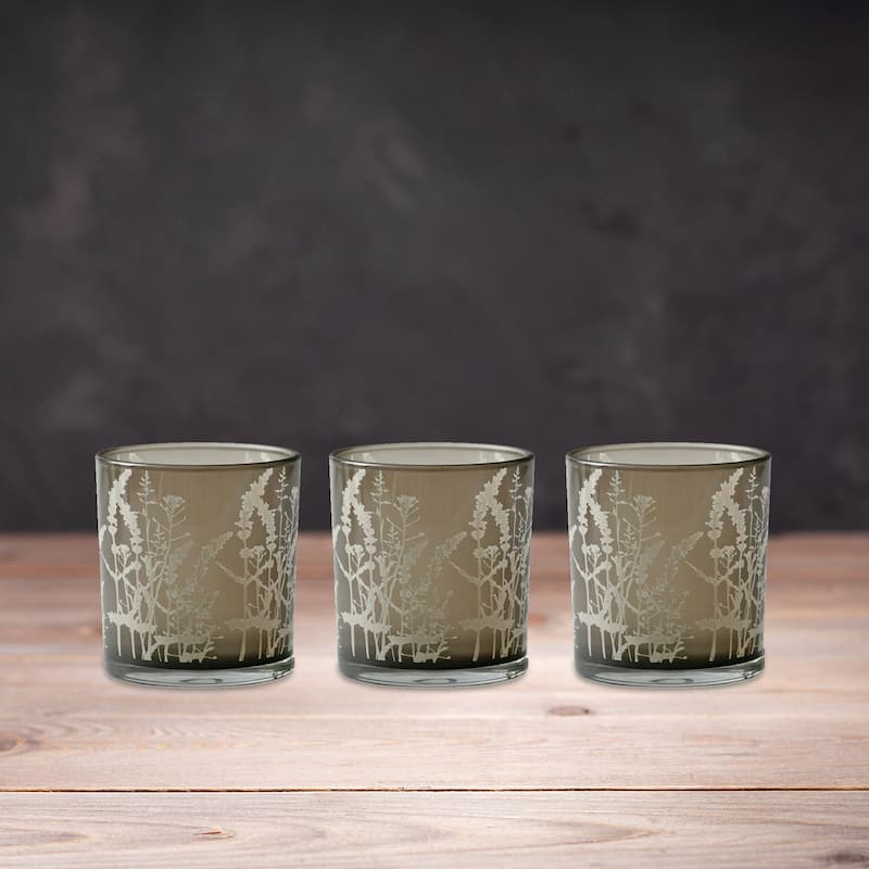 Wildflower Glass Votive Candle Holders - 3" - Set of 3