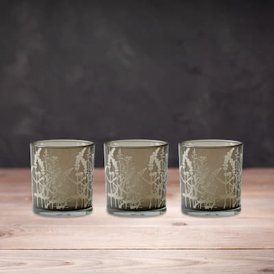 Wildflower Glass Votive Candle Holders - 3" - Set of 3