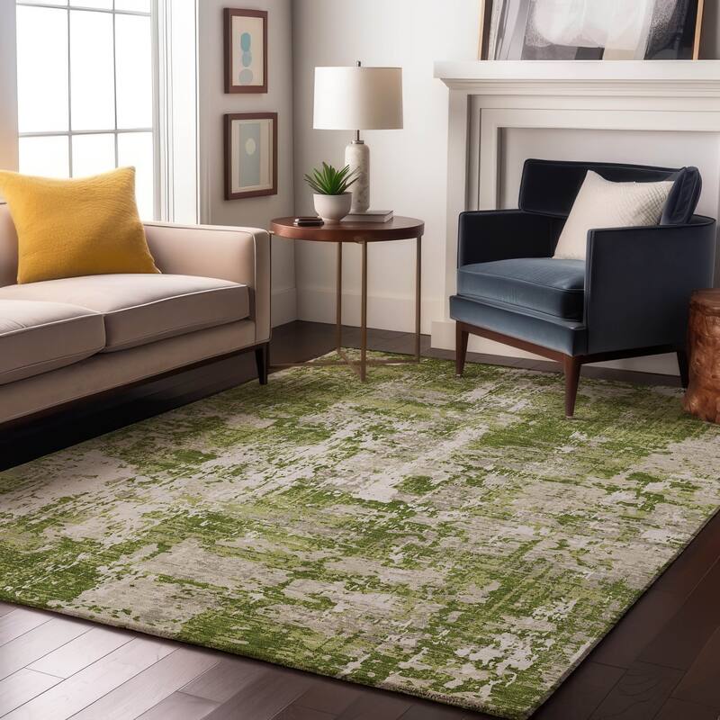 Premium Washable Super Soft Abstract Acree Mayfield Rug - Green - 3' x 5'