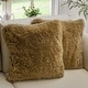 preview thumbnail 89 of 136, Cheer Collection Super Soft Shaggy Long Hair Throw Pillows Set of 2 Plush Accent Cushions 18" x 18" - Gold