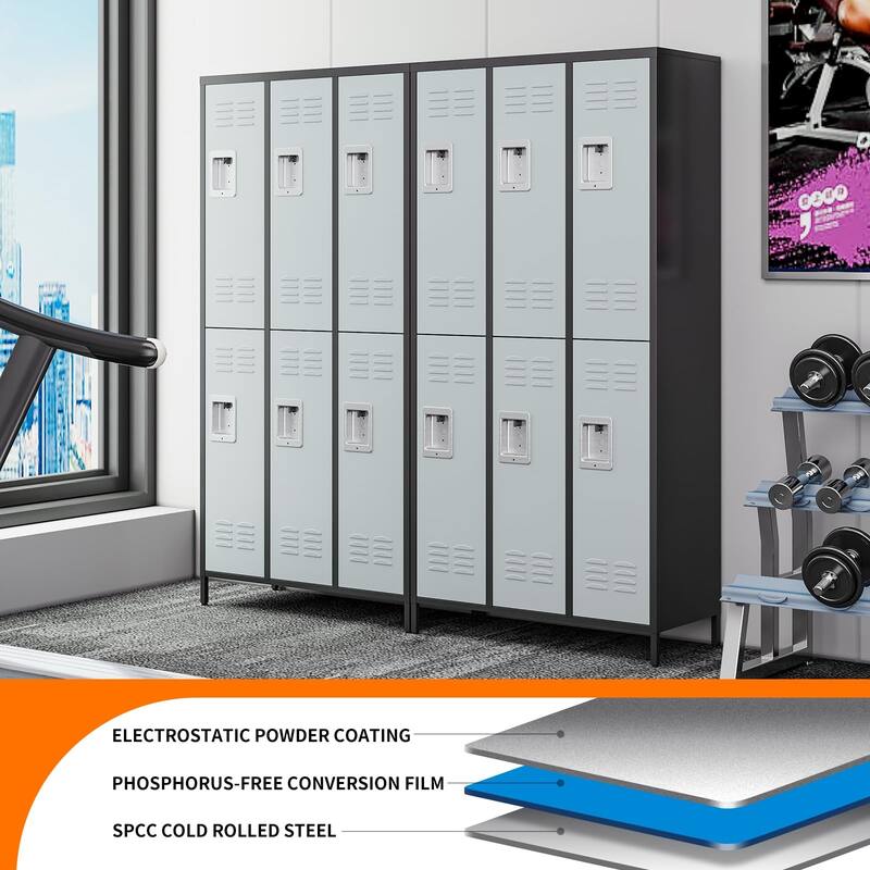 2 Tier Metal Lockers with 6 Doors for Employee School Gym
