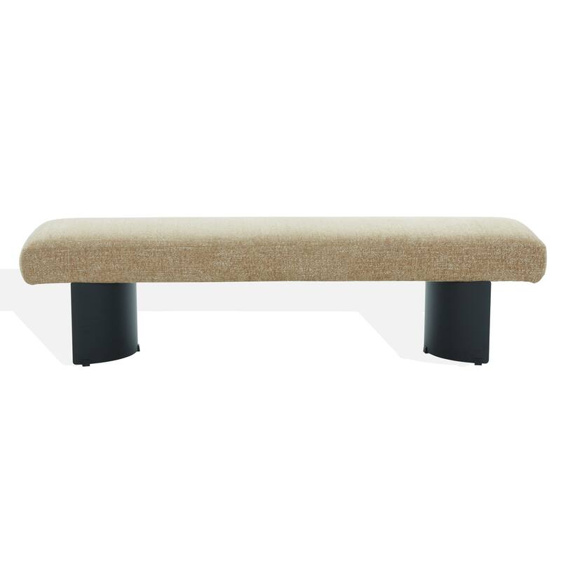 SAFAVIEH Couture Raelee Metal Legs Bench - 63"W x 17"D x 16'H - Light Brown/Black
