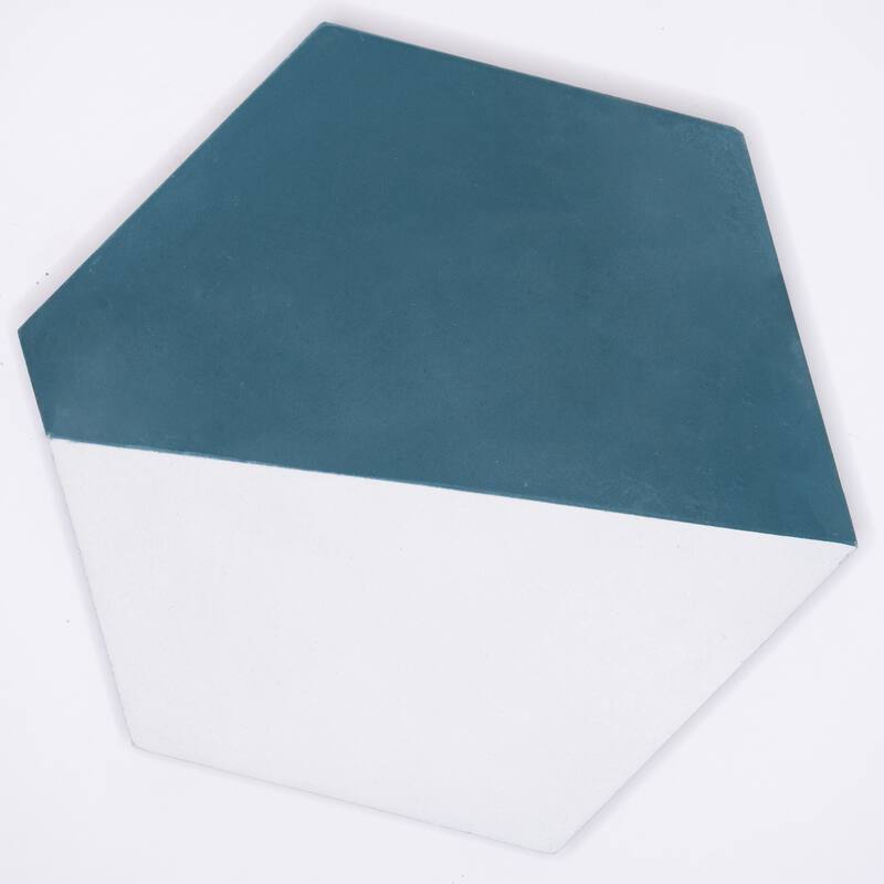 Azur Handmade Cement Tile, 8''x9'', White-Blue