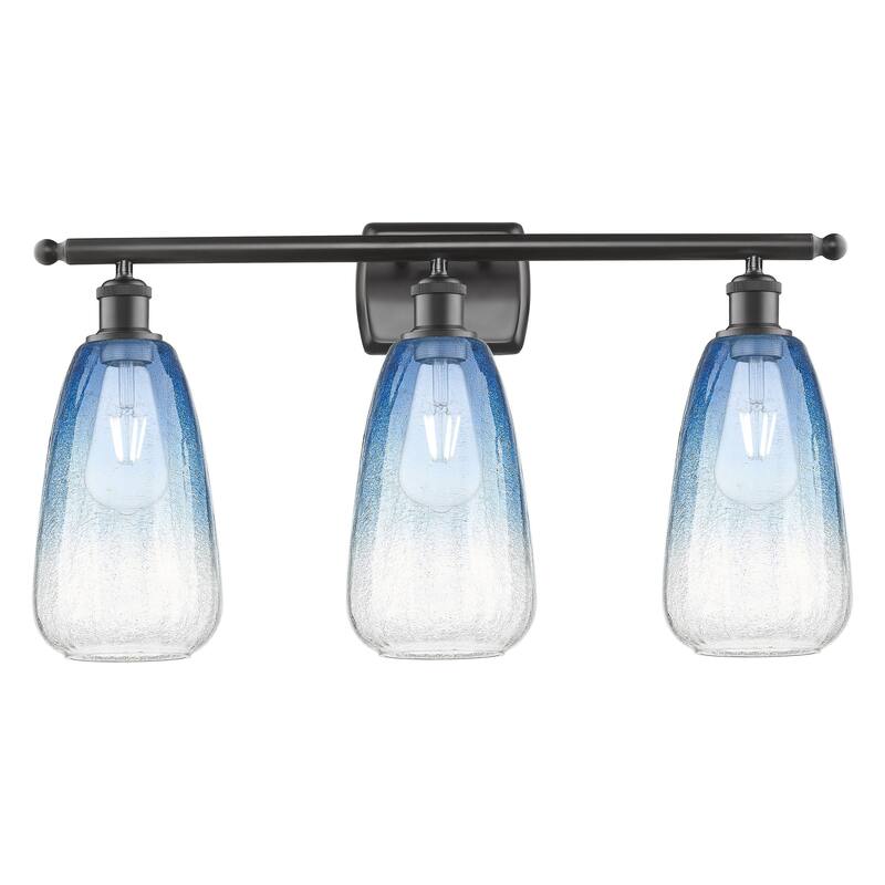 Innovations Lighting Endless Possibilities Ballston - Brookhaven Almond - 3 Light 26" Bath Vanity Light - Oil Rubbed Bronze/Sapphire Blue
