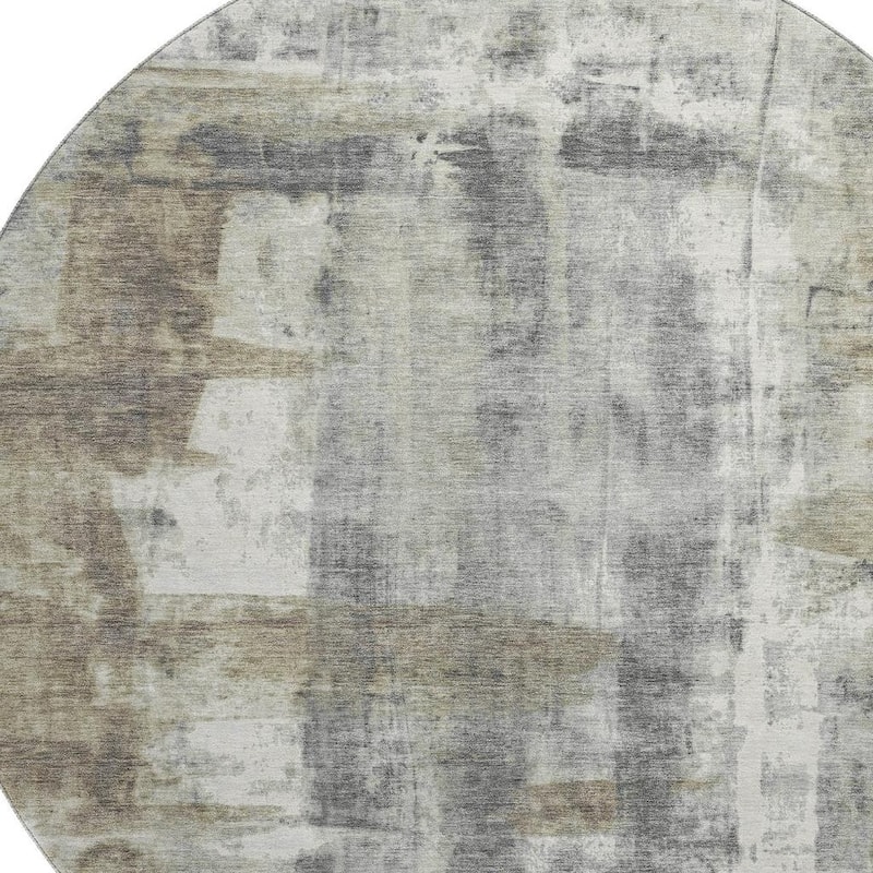HomeRoots Abstract Transitional Round Area Rug - 8' Round