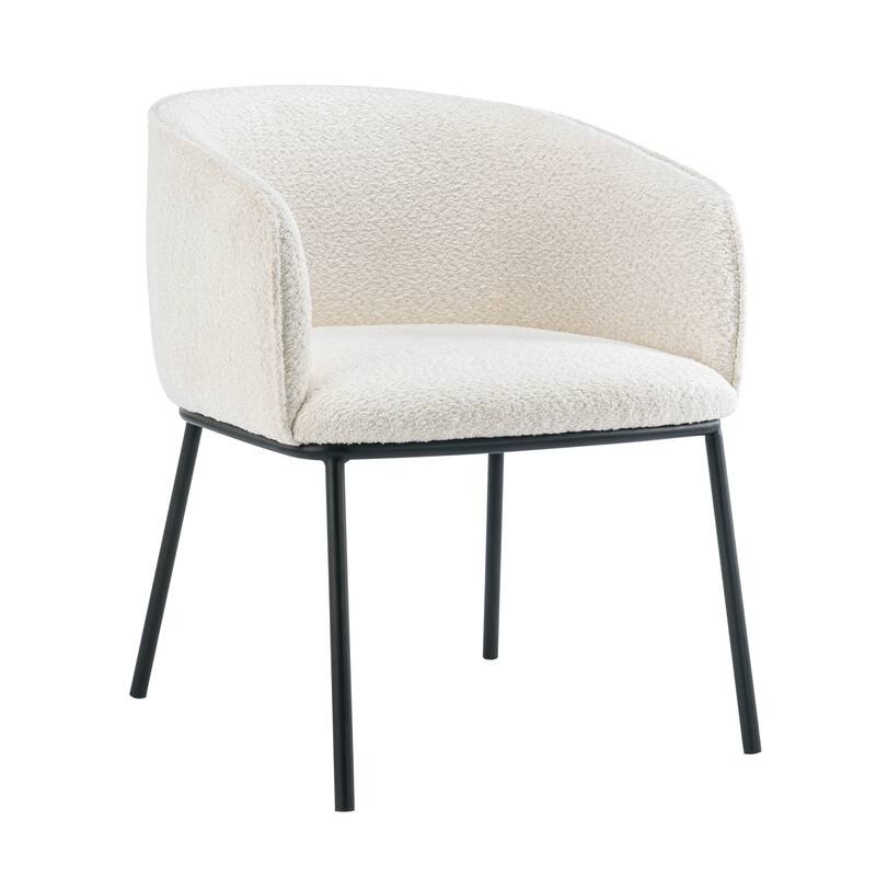 Set of 1 Boucle Upholstered Accent Barrel Armchair