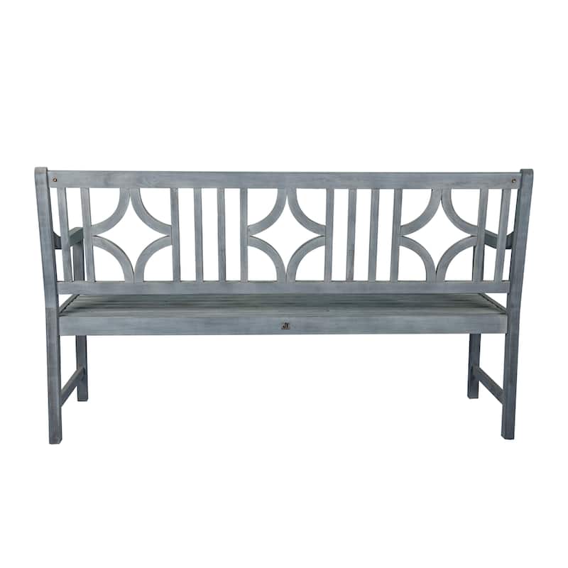 Laurel 59.1" 3-Seat Ogee Diamond-Back 600-Lbs Support Acacia Wood Outdoor Garden Patio Bench, by JONATHAN Y