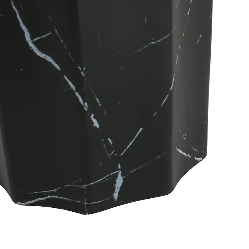 Roomfitters Outdoor Lightweight MGO Side Table, Living Room Accent End Table, Black Marble Effect