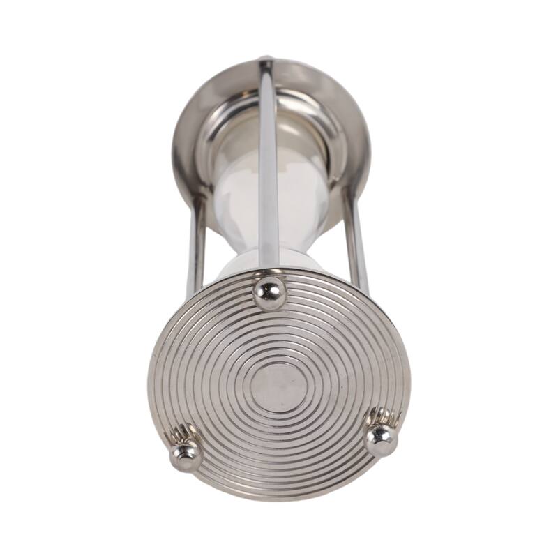 Metal Glass Decorarive Hourglass Object Metallic Finish - 11" Silver - 4" x 4" x 11"
