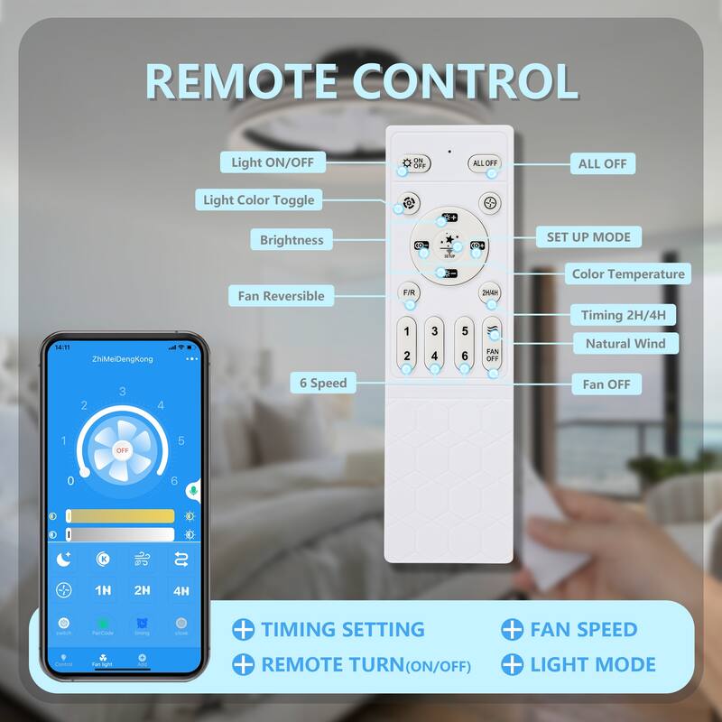 Cusp Barn 20-In Low Profile Fandelier Ceiling Fan with Light, Modern Flush Mount Dimmable LED Ceiling Light with APP Control