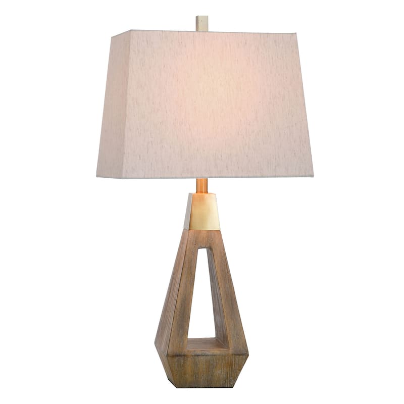 Roanoke Brown Table Lamp - Polyresin Brushed Triangle Cut Out Body - Natural Shade