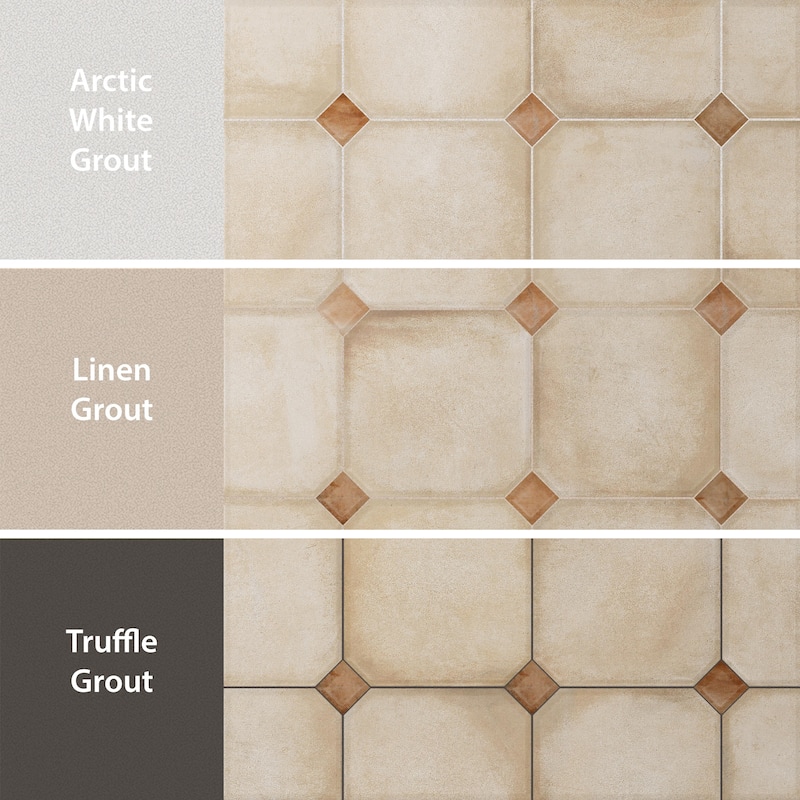 Merola Tile Laverton Octagon Beige with Taco Natural 7-7/8" x 7-7/8" Porcelain Floor and Wall Tile