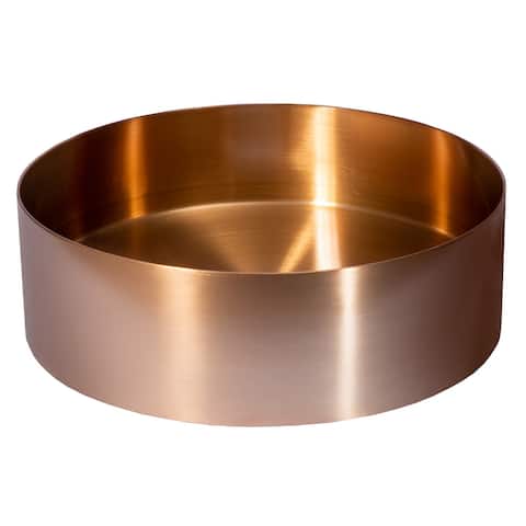 Round 15-in Stainless Steel Vessel Sink in Rose Gold with Drain