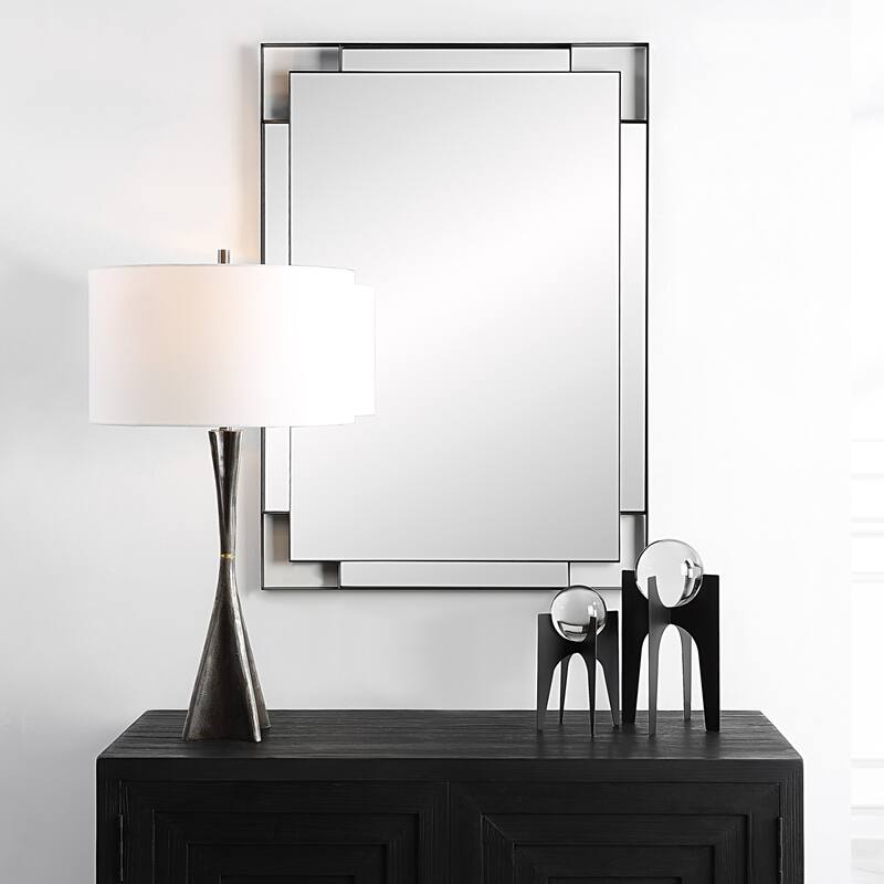 Strap Style Rectangular Framed Wall Mirror - 39.5" - Matte Black