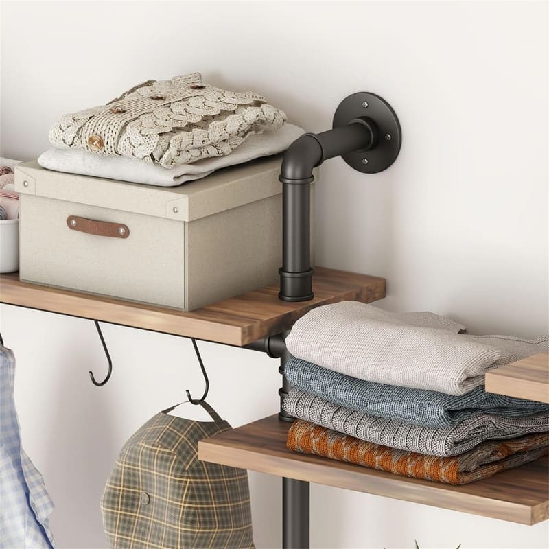 Wall Mounted Pipes Clothes Racks - 7.9"D x 78.7"W x 58.7"H