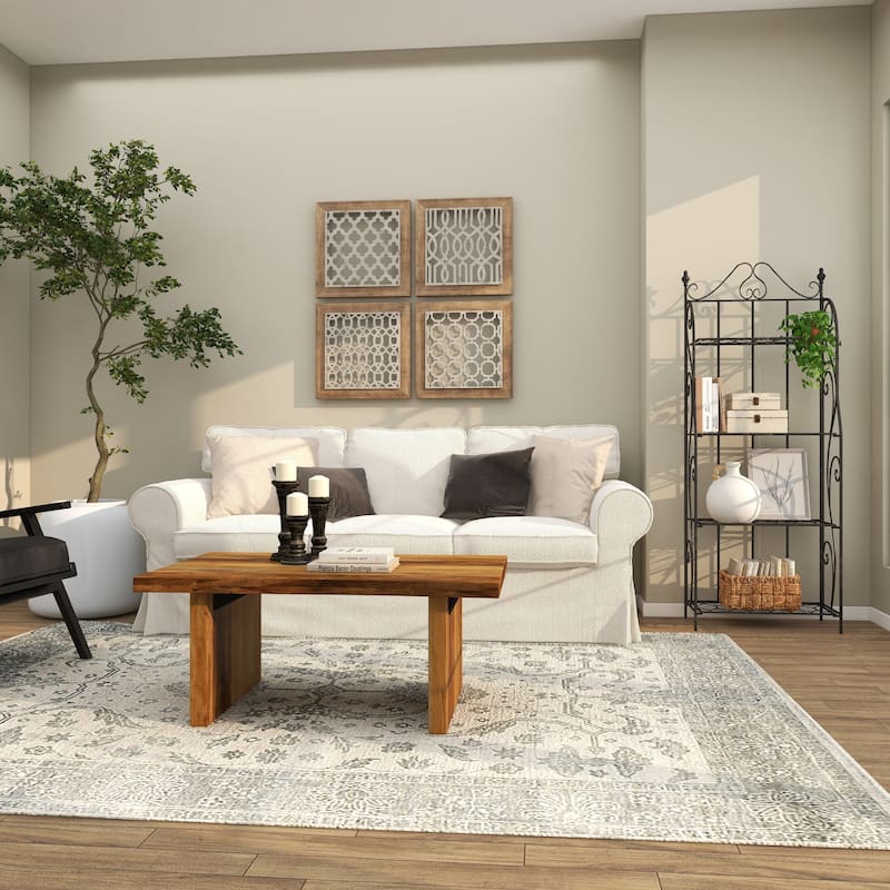 Metal Scroll Indoor Outdoor Tall Folding 4 Shelf Bakers Rack - Black - Roche River Decor