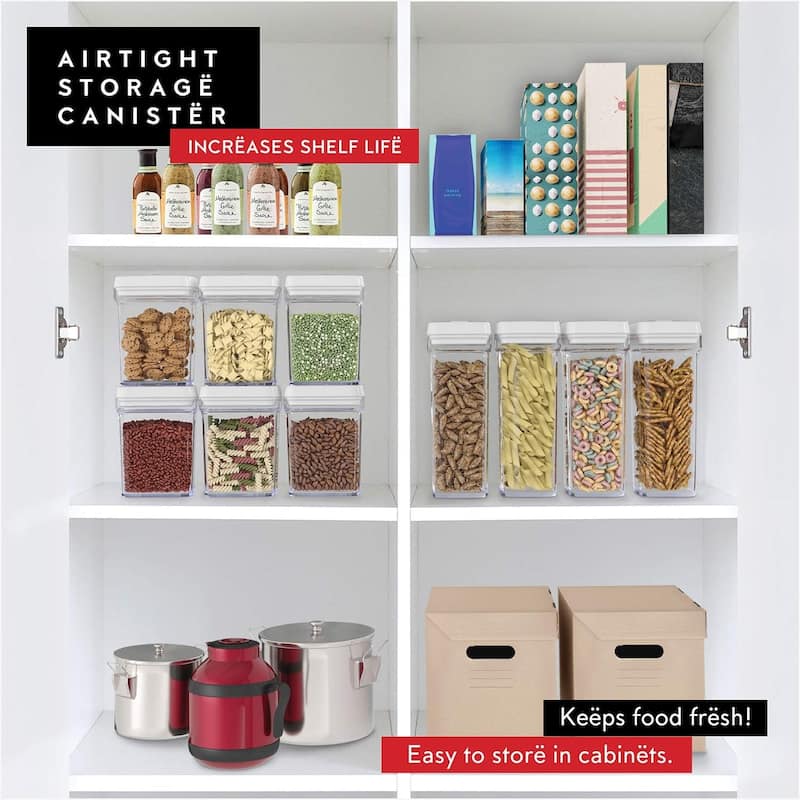 DWËLLZA KITCHEN Clear Airtight Food Storage Containers for Pantry With White Lids