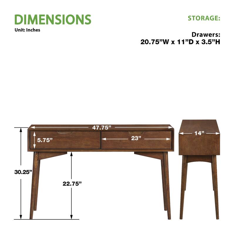 Mid Century Copenhagen Console Table in Walnut Finish