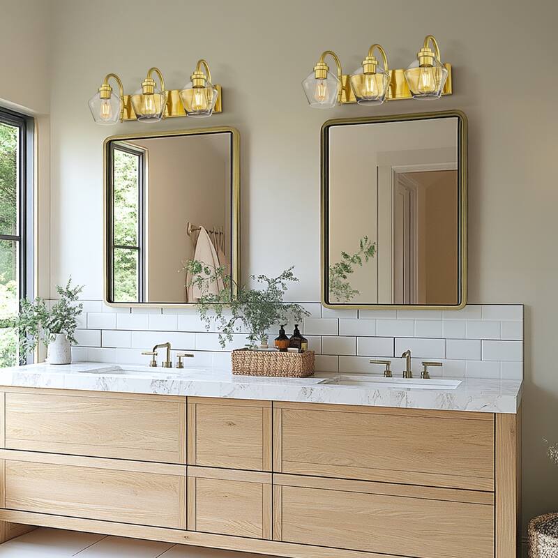 Modern 3/4-Light Bathroom Vanity Light in Black/Gold Finish