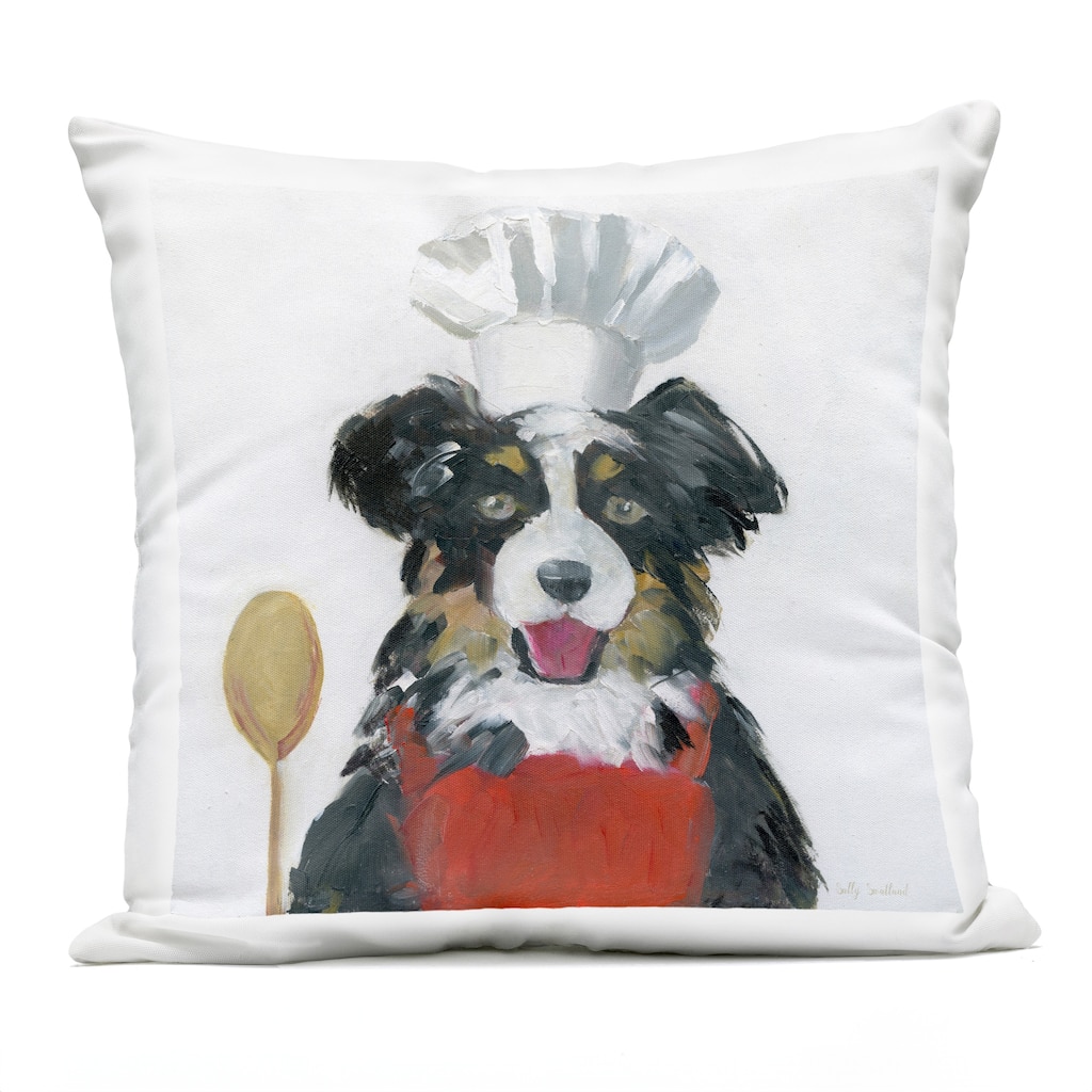 Stupell Chef Dog Kitchen Helper Printed Outdoor Throw Pillow Design by Sally Swatland