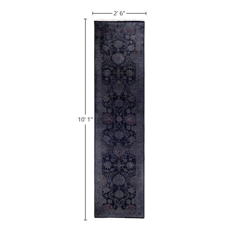 Overdyed One-of-a-Kind Hand-Knotted Area Rug - Navy - 2' 6" x 10' 1"