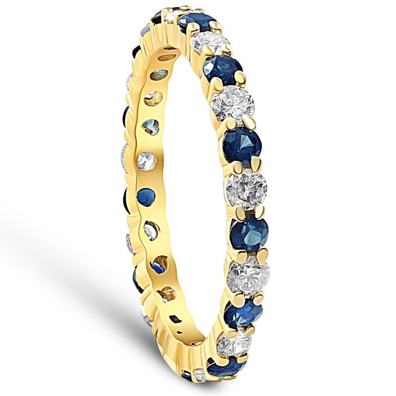 1 1/2ct Diamond Sapphire Eternity Ring Yellow Gold