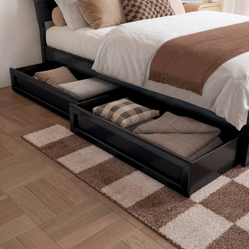 Phoenix Wood Platform Bed with Storage Drawers