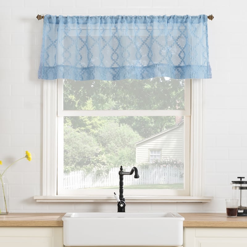 No. 918 Tina Geometric Clipped Semi-Sheer Rod Pocket Kitchen Curtain Valance