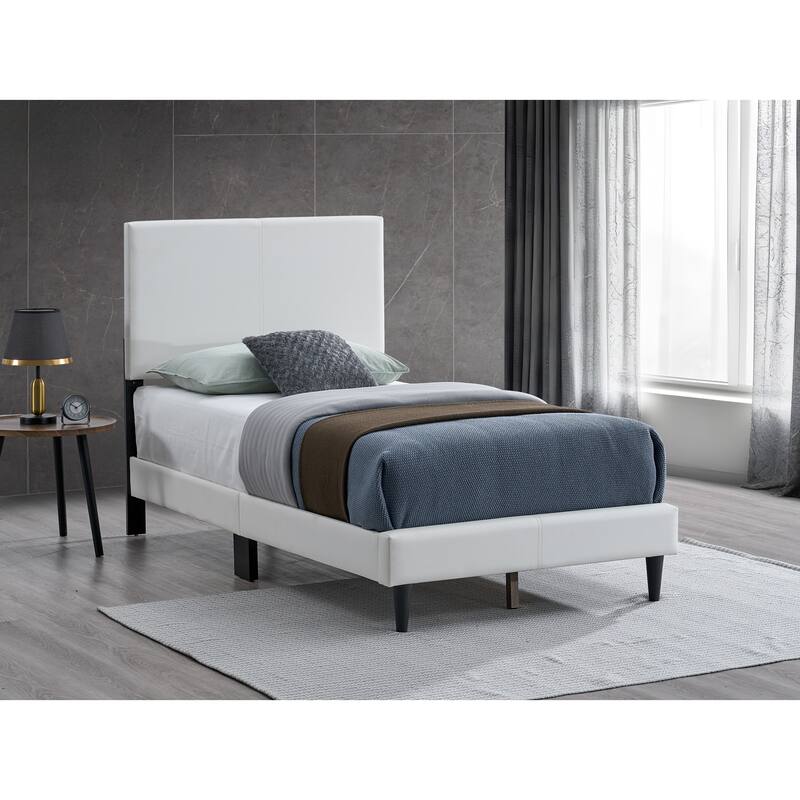 Glory Furniture Baron Upholstered PlatForm Bed - White - Twin