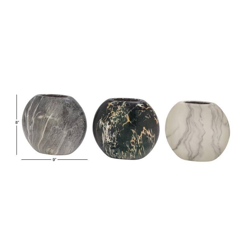 Ceramic Faux Marble Decorative Vase - Set of 3 Gray - Roche River Decor