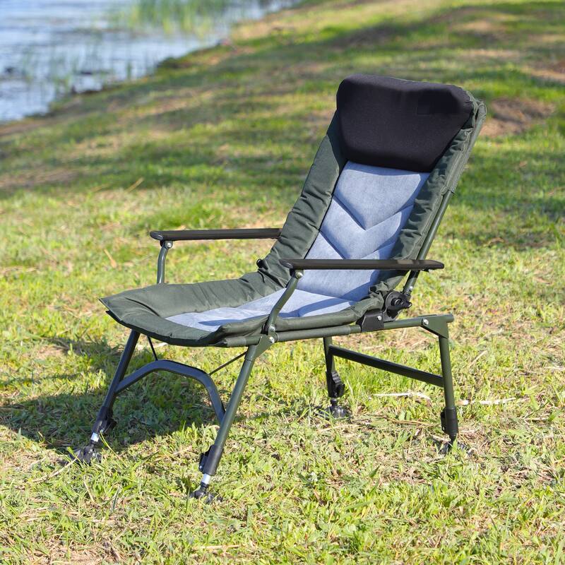 Camping Lounge Chair, Portable Folding Reclining Camping Chair with Adjustable backrest