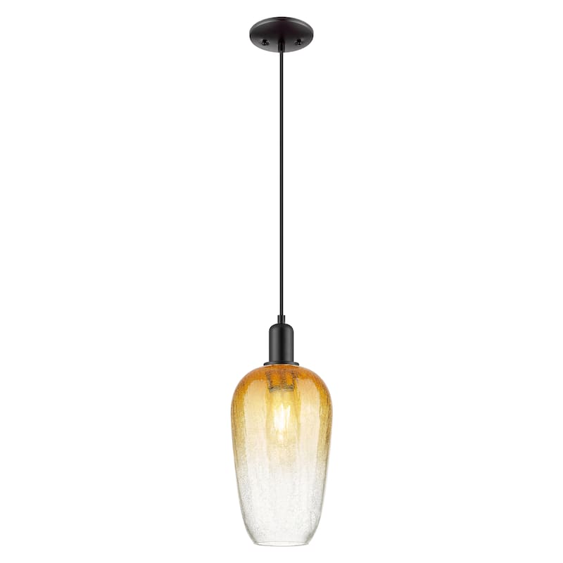 Innovations Lighting Downtown Urban - Brookhaven Flute - 1 Light 7" Cord Hung Mini Pendant - Amber Shade/Matte Black