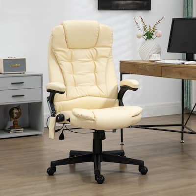 Height Adjustable Massage Office Chair with Lumbar Heating and 6 Vibration Points Swivel Wheels - 25.5"W x 28"D x 43.25"-47.25"H