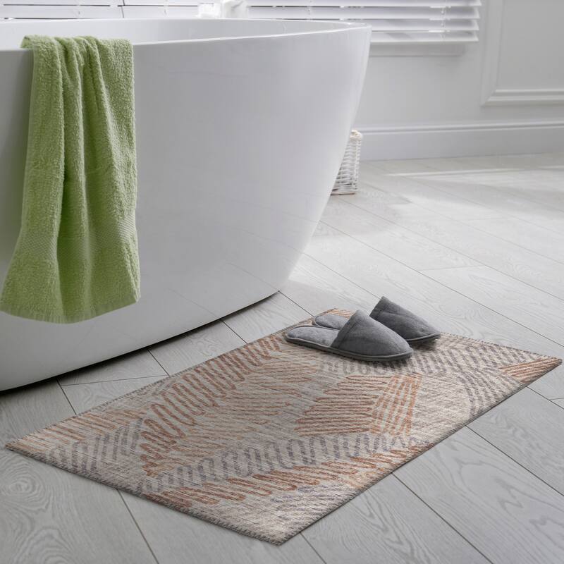 Indoor/ Outdoor Addison Yuma Modern Palm Leaf Washable Area Rug - 1'8" x 2'6" - Mocha