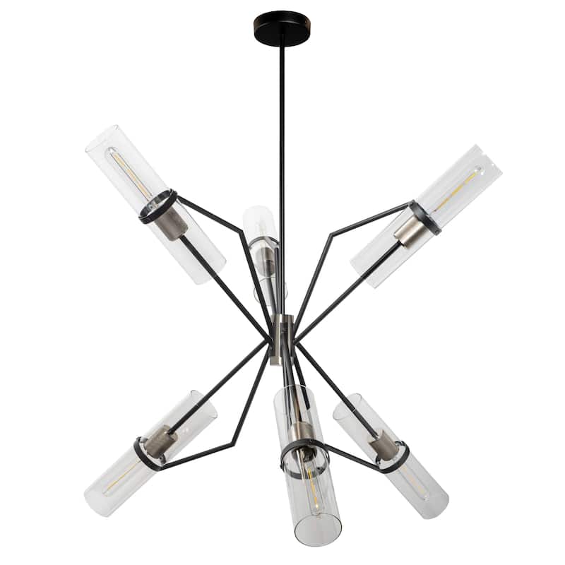 Everly 6 Light Chandelier Modern Sputnik Chandelier - 38 x 38 x 20 - Black/Chrome
