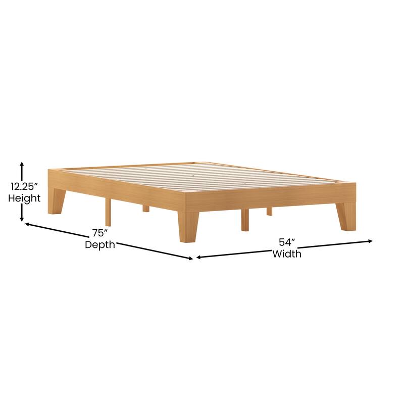 Wood Platform Bed with 14 Wooden Support Slats
