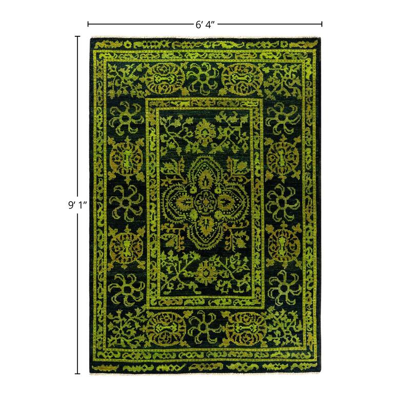 Overdyed, One-of-a-Kind Hand-Knotted Area Rug - Black - 6' 4" x 9' 1"