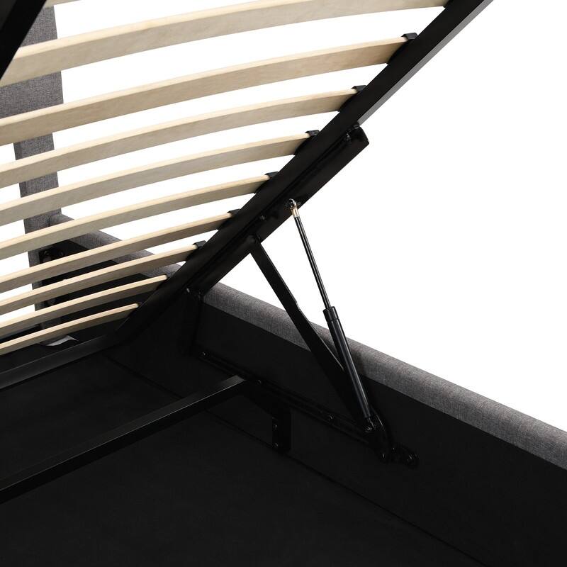 Queen size Upholstered Platform bed with a Hydraulic Storage System
