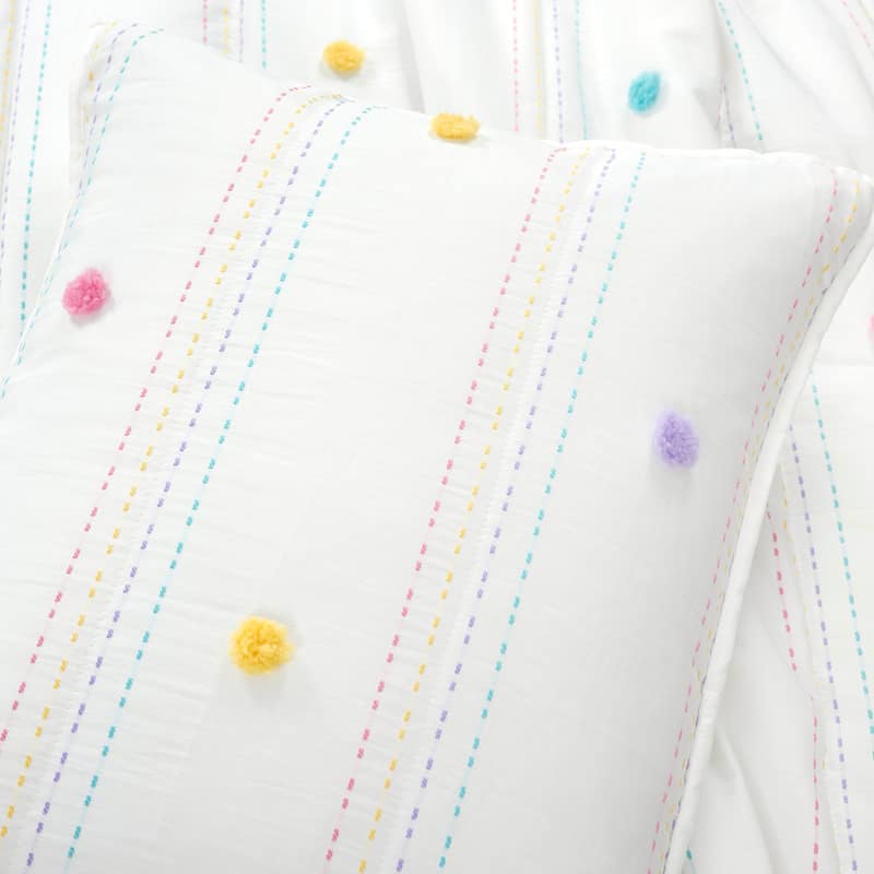 Lush Decor Rainbow Pom Pom And Stripes Quilt
